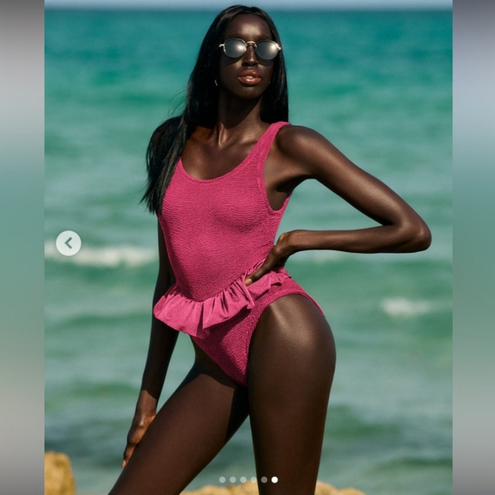 Hunza G Denise metallic crinkle swim one piece